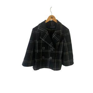 Banana Republic Women's Wool Blend Plaid Crop Short Sleeve Coat - Small